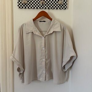 Light Beige Button-Front Women’s Top